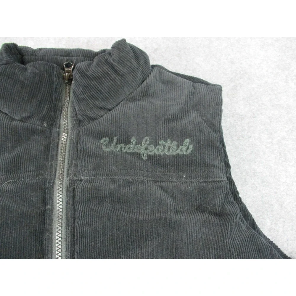 Undefeated Vest Mens Extra Small Black Corduroy Puffer Embroidered Insulated
